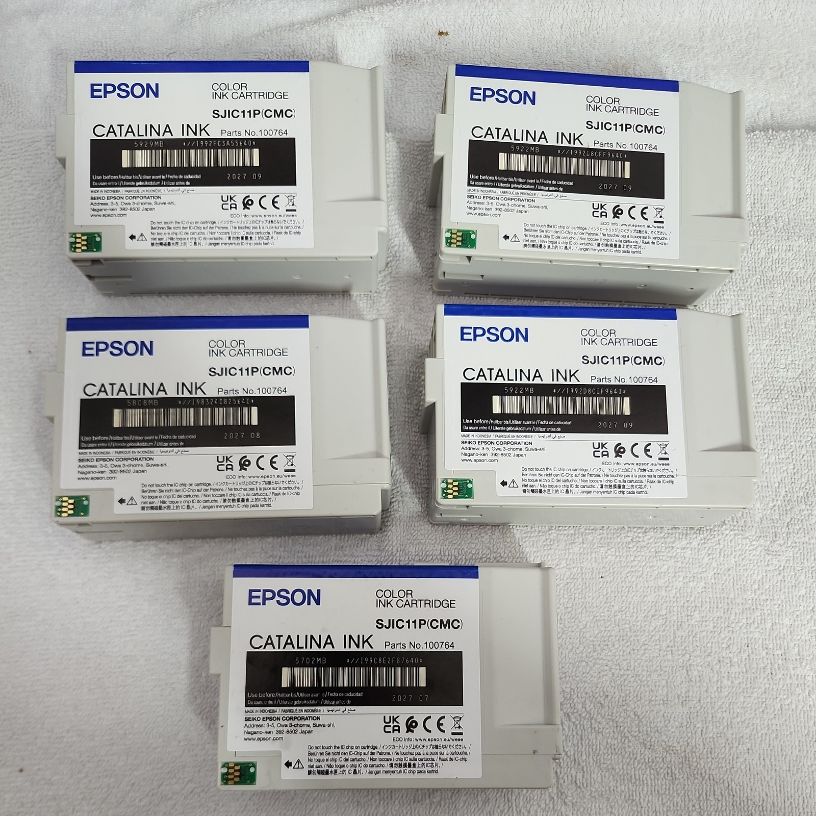 Lot of 5 Genuine Epson Catalina Color Ink SJIC11P (CMC)