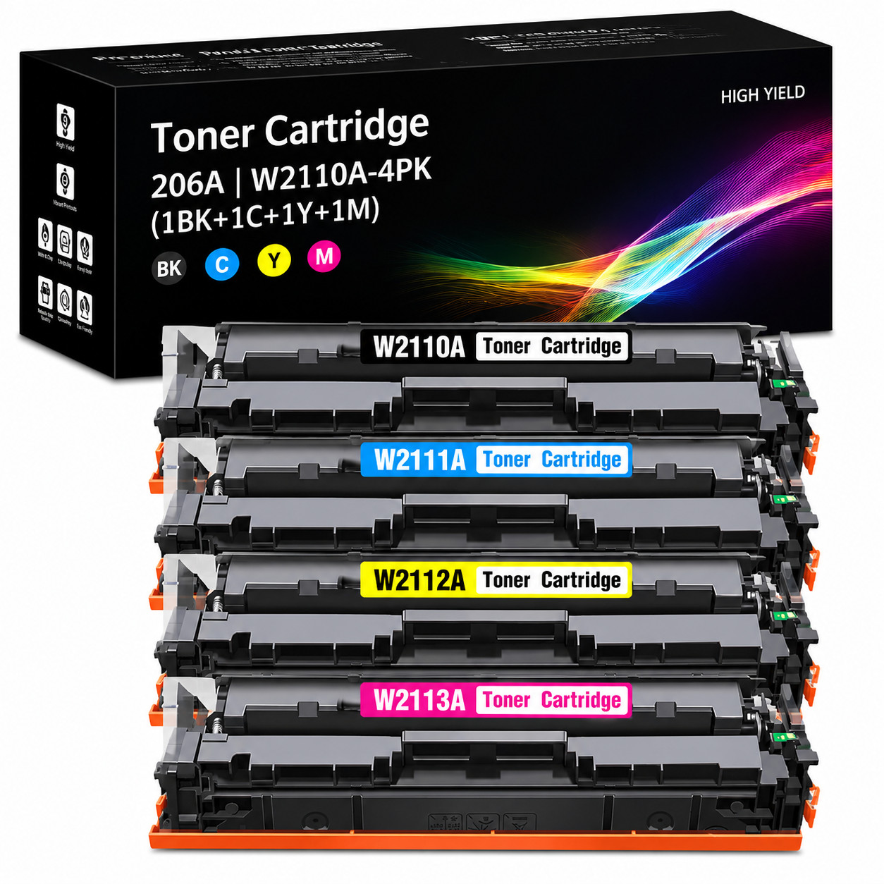 206A 4-Pack Toner with Chip for HP LaserJet M255dw MFP M283fdw M283Cdw M283