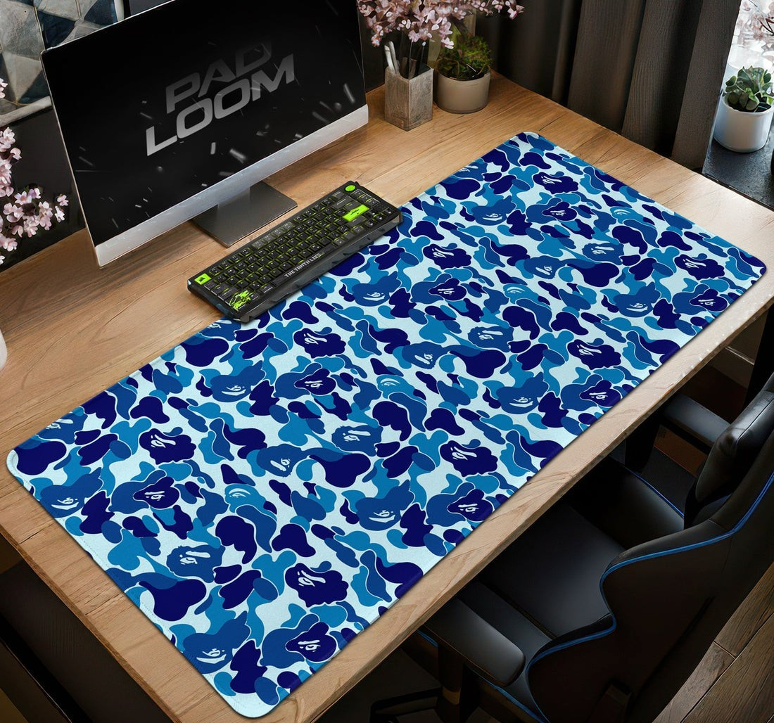 Bape Mouse Pad - Blue Camo Hypebeast Gaming Desk Mat Accessories