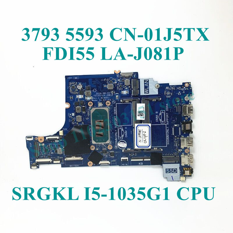 CN-01J5TX 01J5TX LA-J081P For Dell 3793 5593 I5-1035G1 Laptop Motherboard Test