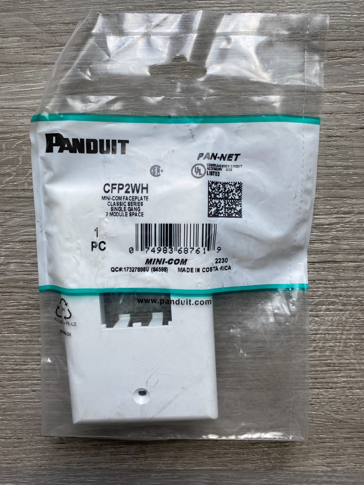 PANDUIT CFP2WH MINI-COM FACEPLATE CLASSIC SERIES SIGLE GANG 2 MODULE SPACE 23Pcs