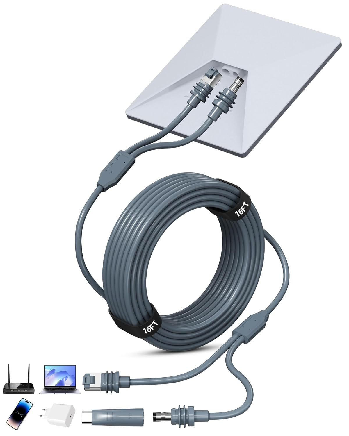 2 in 1 Starlink Mini Ethernet Cable, Starlink Mini Power Cord & RJ45 Cables, DC