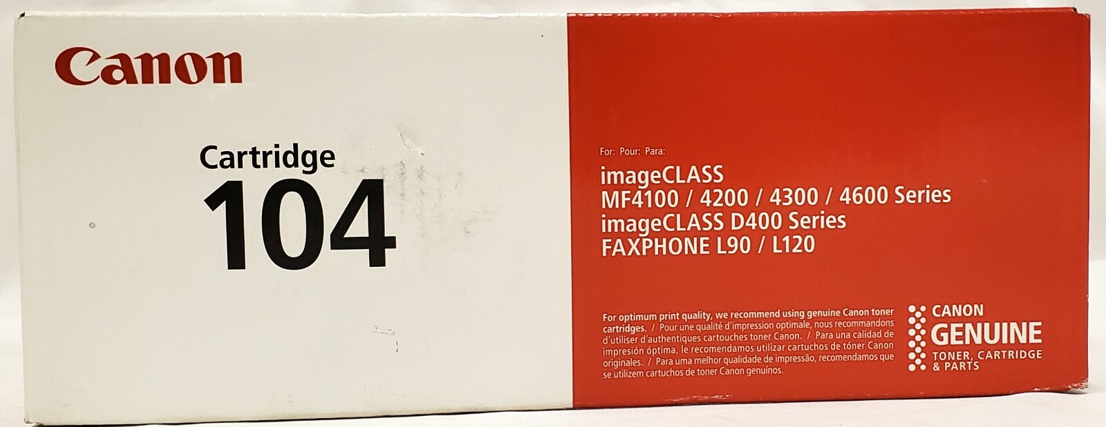 Canon 0263b001 104 Black Toner Cartridge Genuine New OEM Sealed Box 