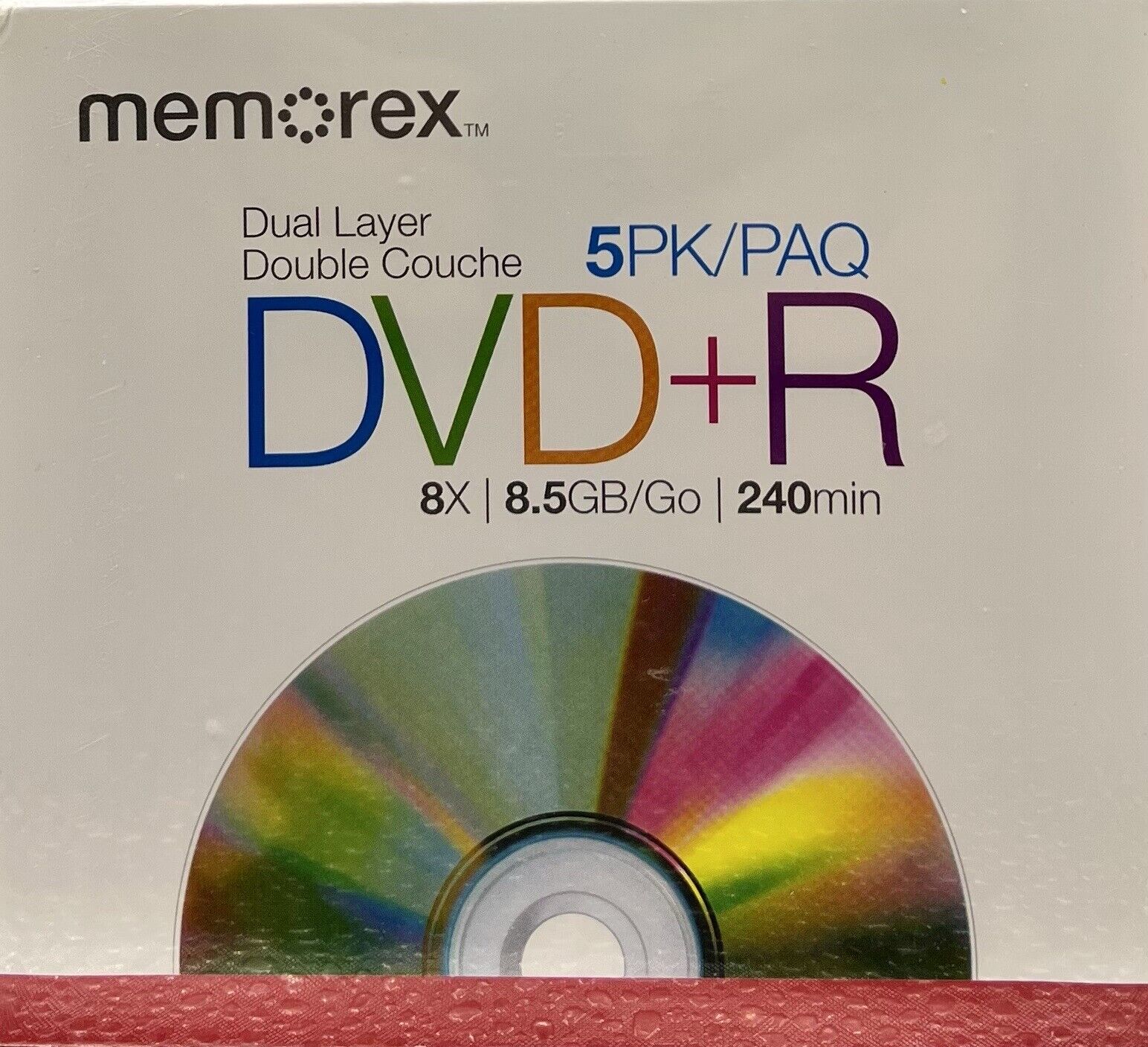 Memorex Dual Layer DVD+RDL 5 Pack 8X/8.5GB/Go/240min (New)