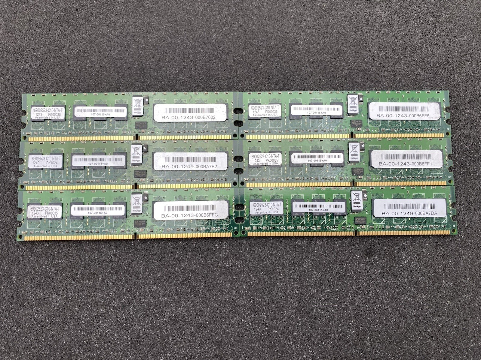Lot of 6 NetApp 107-00115+A0 2GB PC2 Memory Dimm Modules