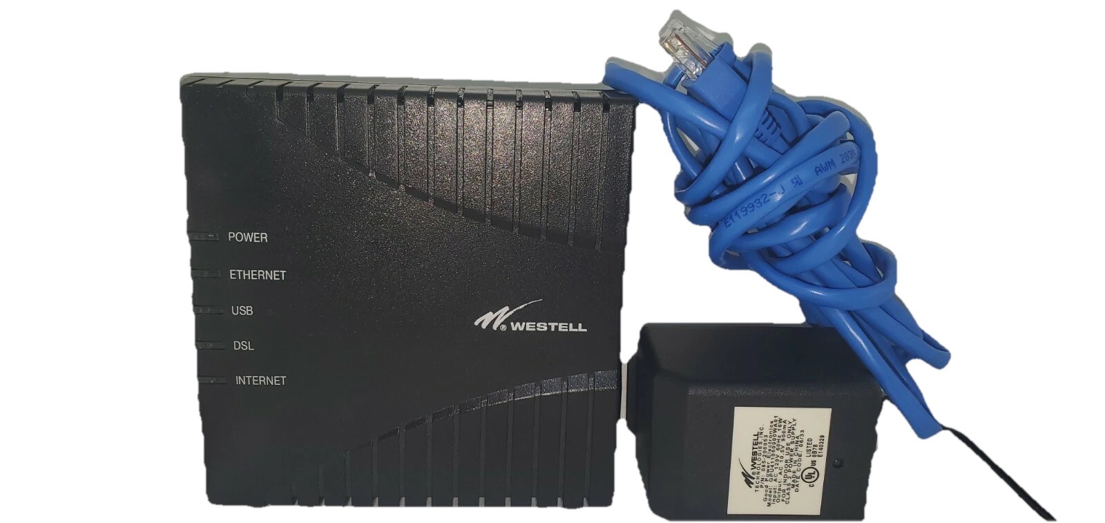 Westell DSL Router C90-610030-06 Adaptor & Ethernet cord Wind River EUC Tested