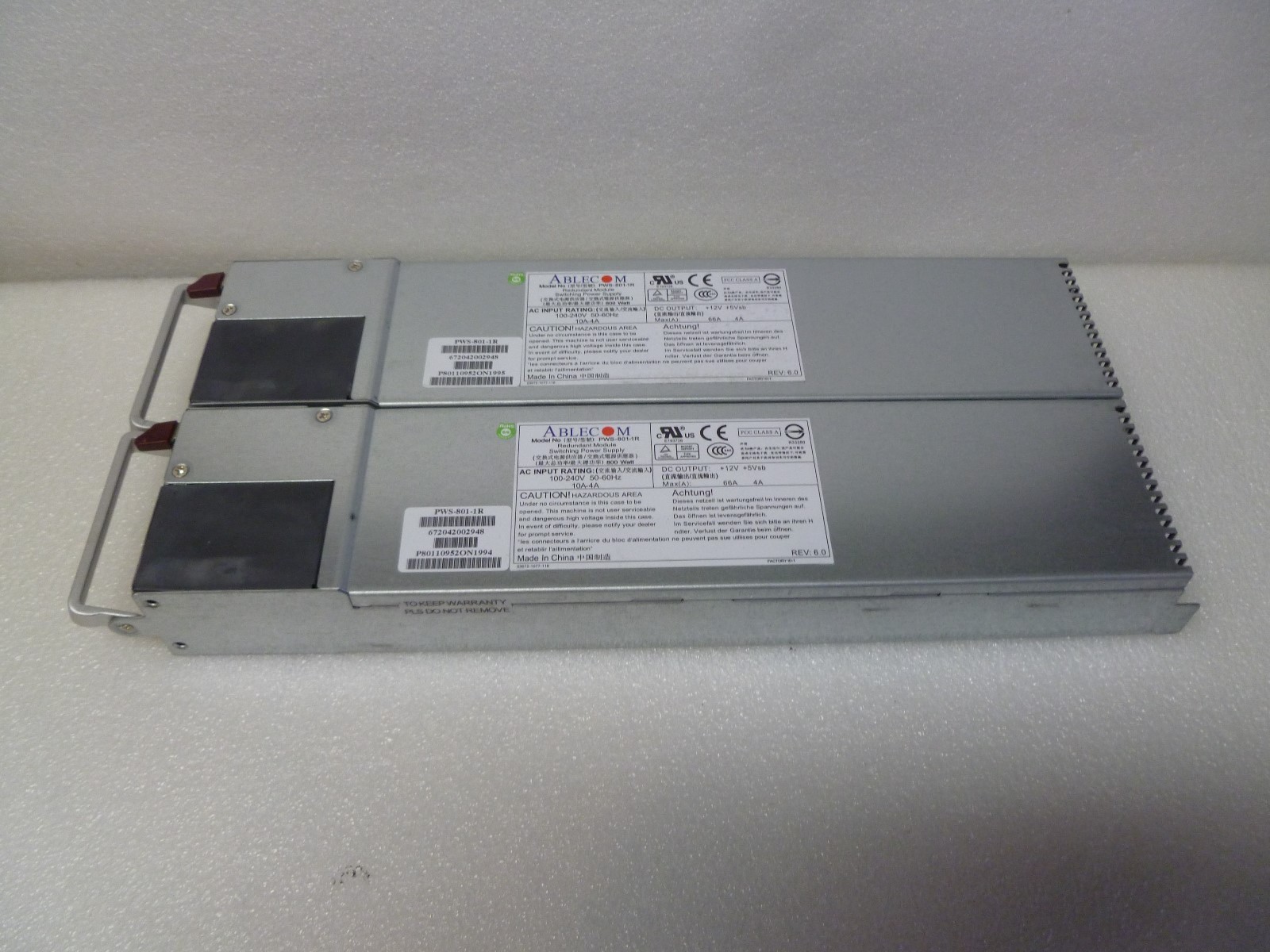 SUPERMICRO / ABLECOM 800W AC POWER SUPPLIES PWS-801-1R