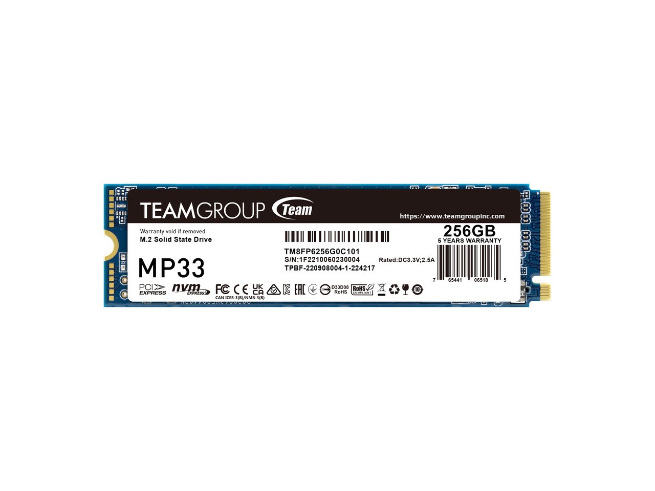 TEAMGROUP MP33 256GB SLC Cache 3D NAND TLC NVMe 1.3 PCIe Gen3x4 M.2 2280