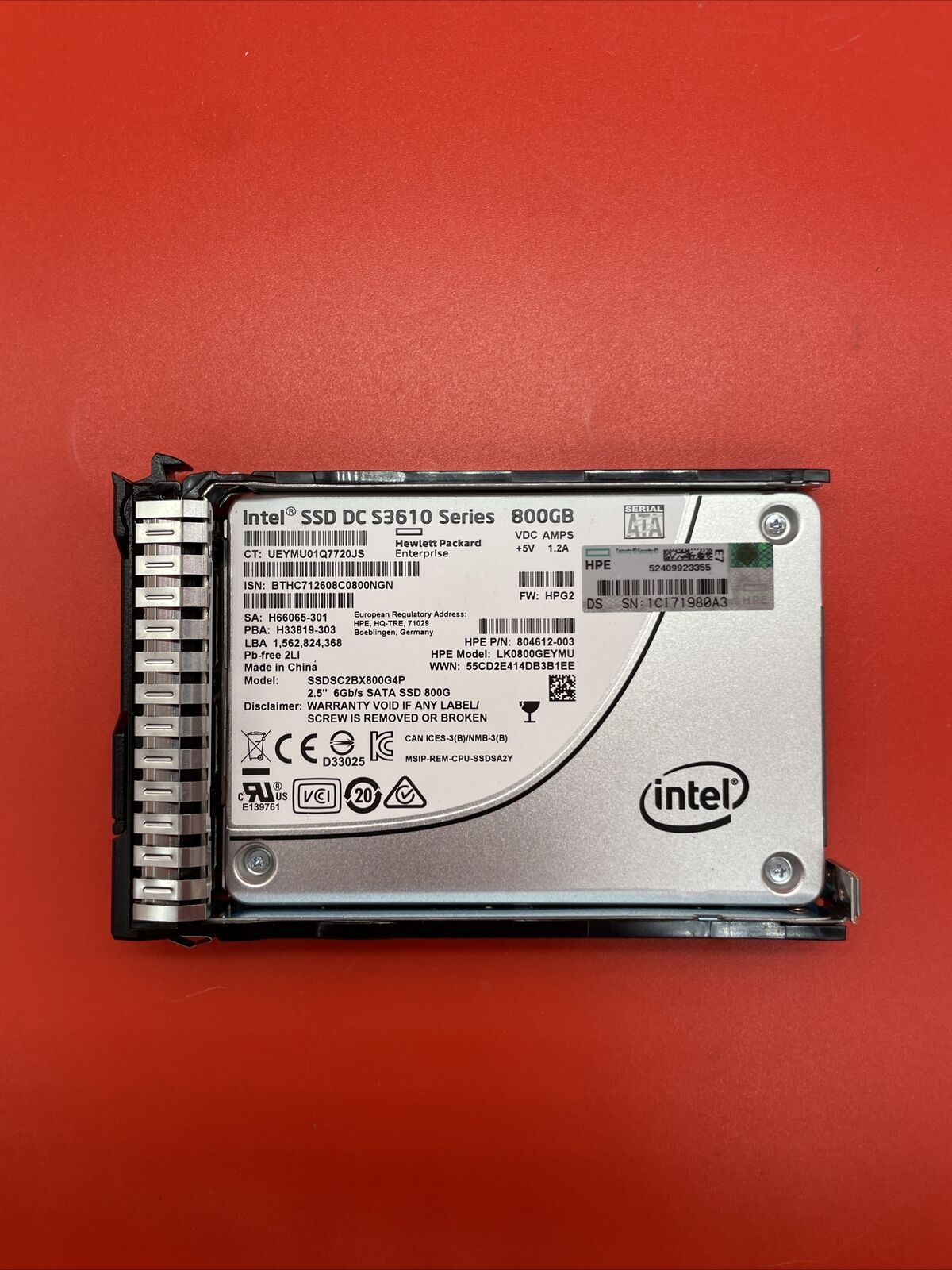HPE 804625-B21 800GB 6Gb/s SATA SSD 2.5” In 805381 Tray 