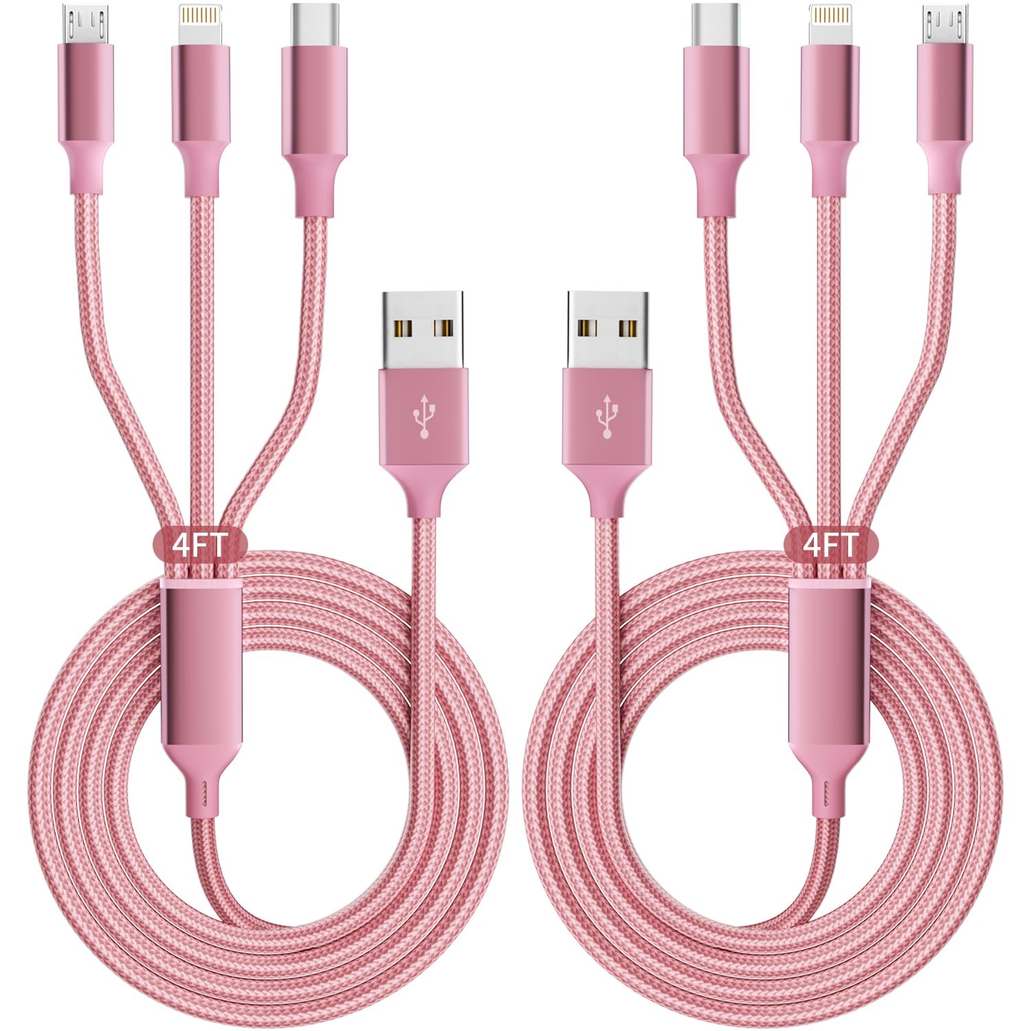 Multi Charging Cable, 3 in 1 Charging Cords for Multiple Devices-2Pack4FT | Univ