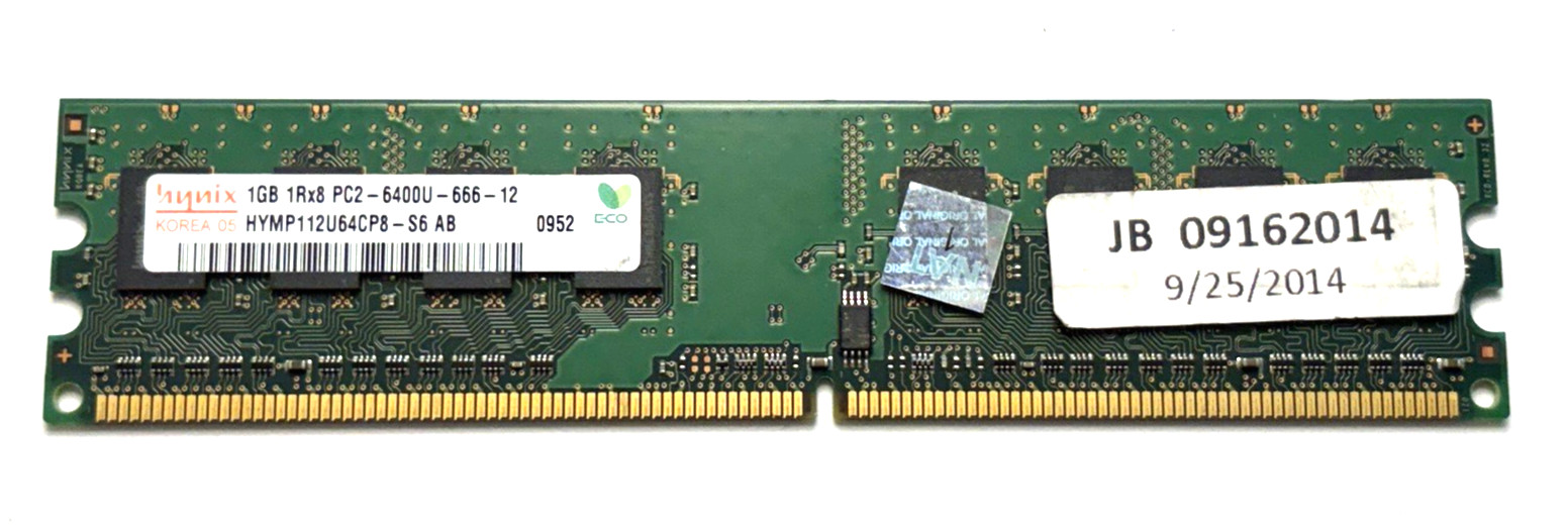 Hynix 1GB DDR2-800 PC2-6400U Desktop RAM HYMP112U64CP8-S6 AB Tested