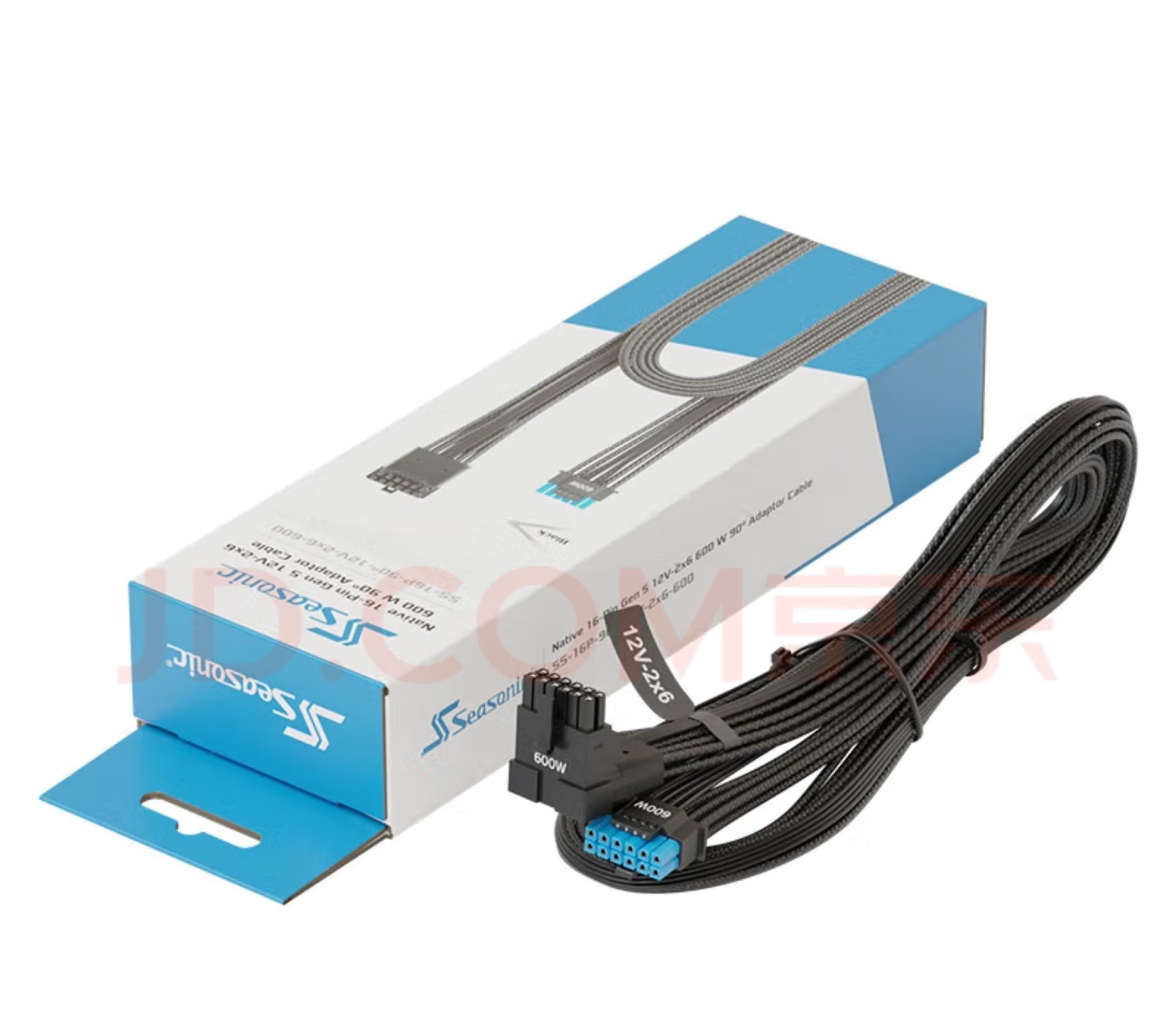 SEASONIC Modular 90° L 12V-2x6 Power Cable 16-Pin Supports 40 Series Video Cards