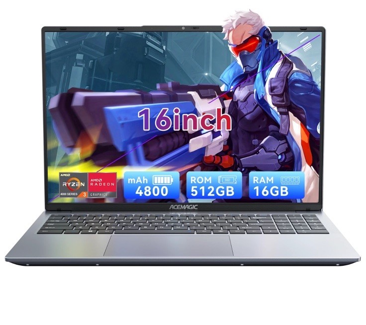 ACEMAGIC LX16PRO Laptop AMD Ryzen 4300U 16GB RAM 512GB SSD-GRAY