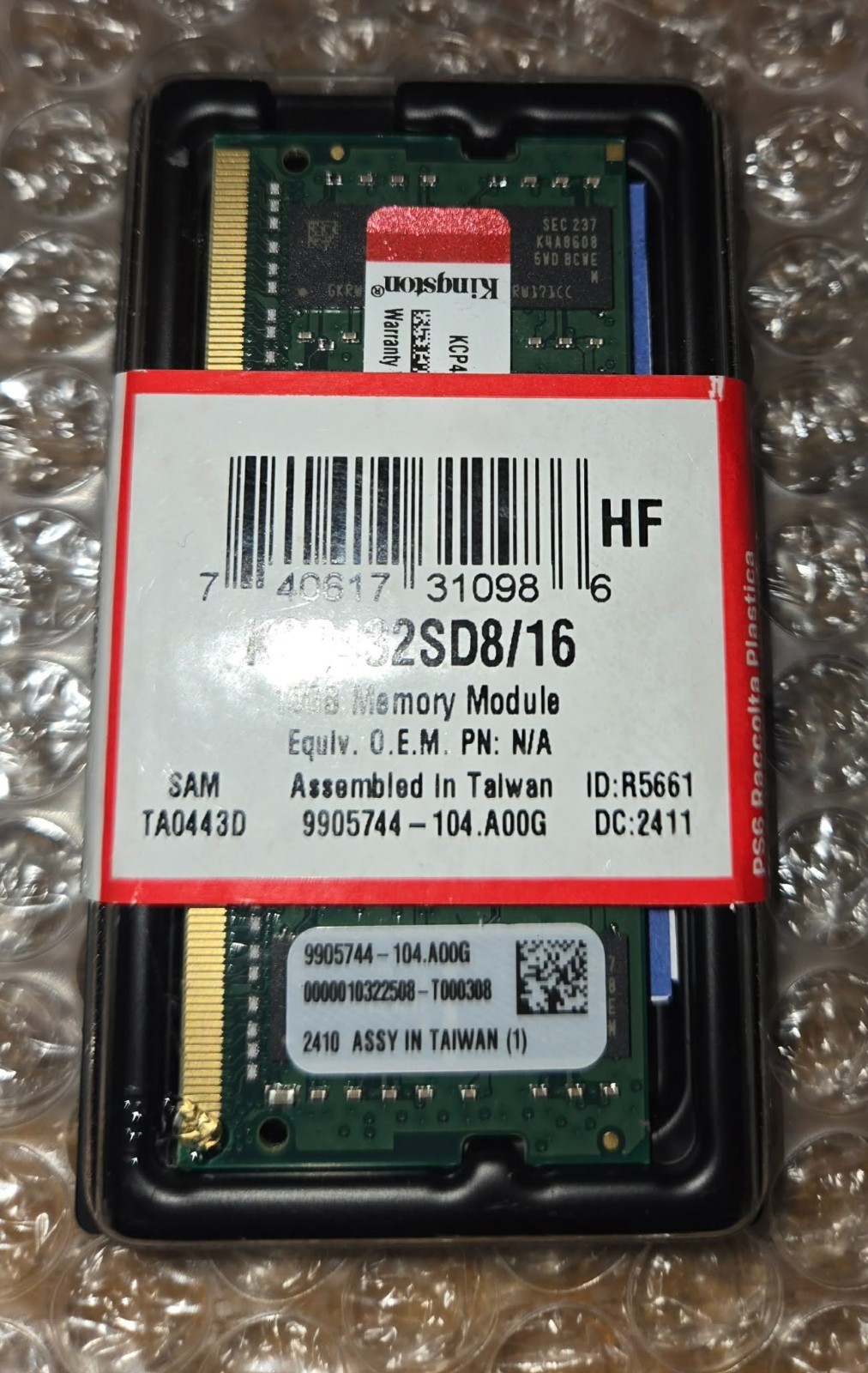 Kingston 16GB (SO-DIMM) (DDR4 SDRAM) Memory (KCP432SD8/16) DDR4-2666V
