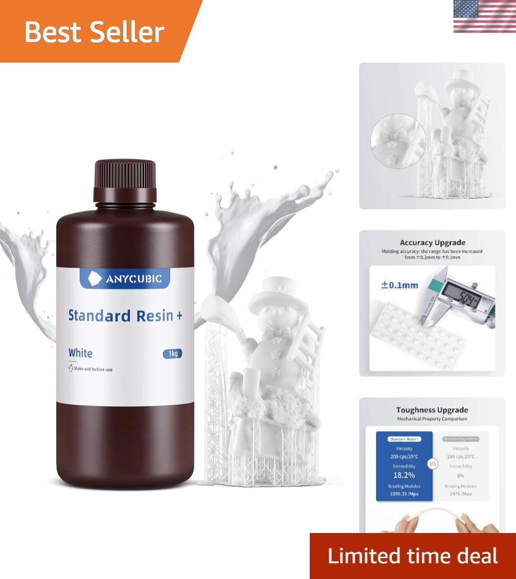 High Precision 3D Printer Resin - 405nm UV-Curing for 8K Printing Quality