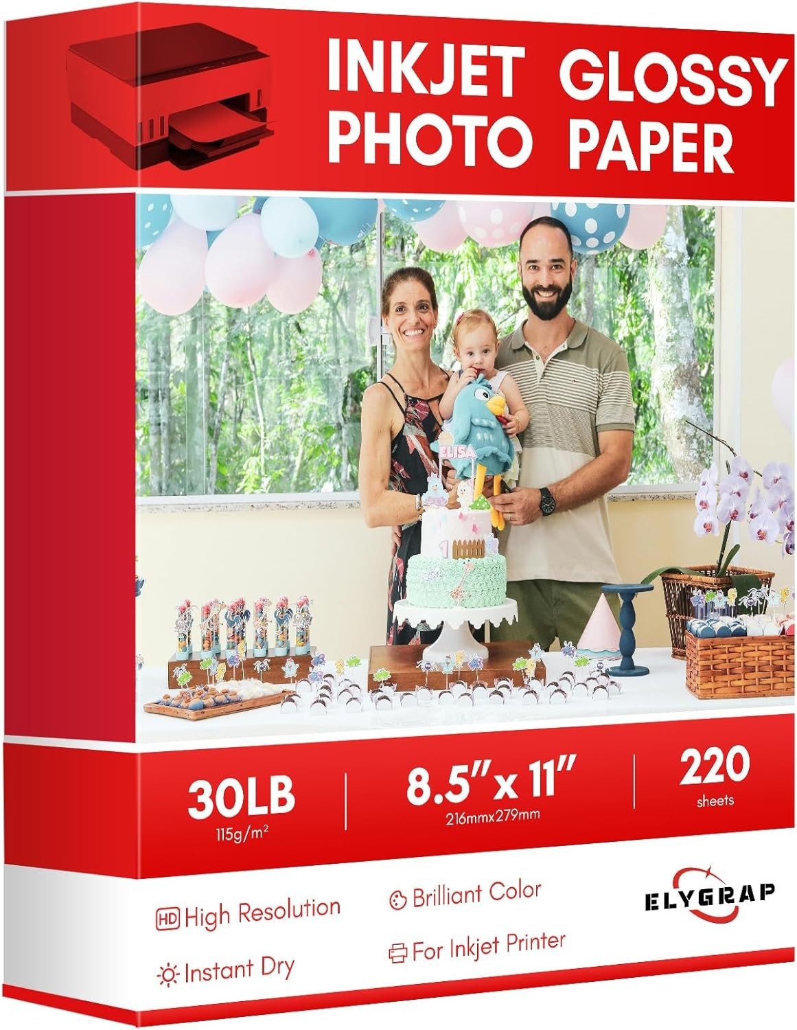 220 Sheets Glossy Thin Inkjet Printer Paper 115gsm 30LB Flyer 8.5x11 Inch