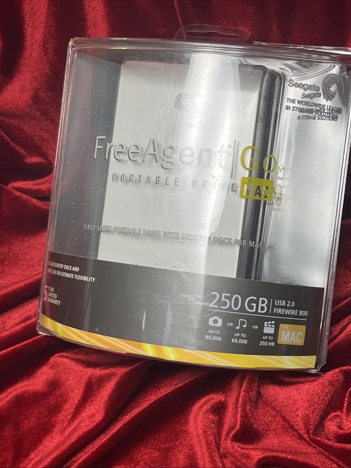 Seagate FreeAgent Go Portable External Hard Drive 250GB USB 2.0 Black New Sealed