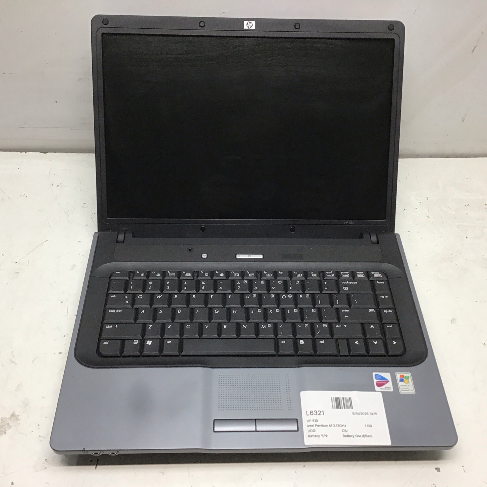 HP 510 Intel Pentium M 2.13GHz 1 GB NO HDD No Batt