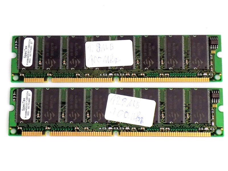 256MB (2x128MB) SpecTek P16M648YLEC7-100CL3A SDRAM 100Mhz PC100 UDIMM RAM