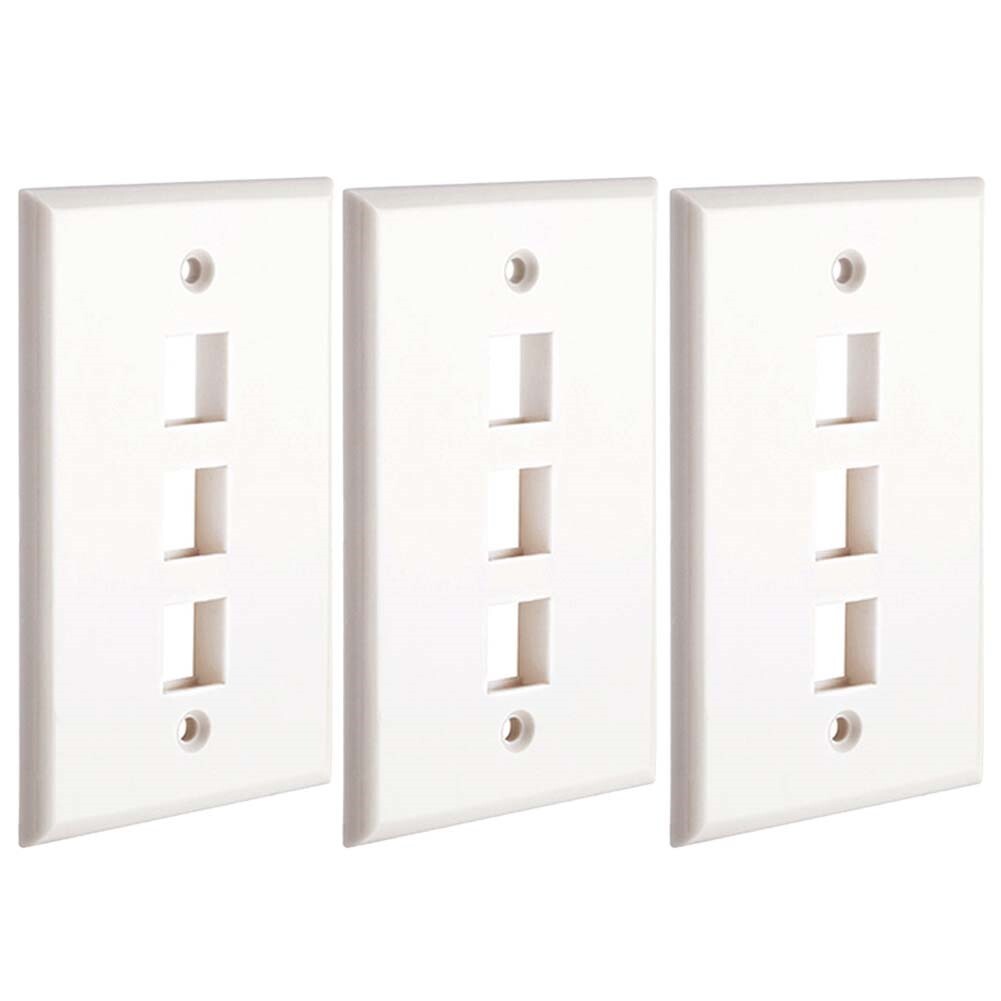3x 3-Port/Hole 1-Gang Keystone Jack Insert Wall Plate Faceplate A/V Network