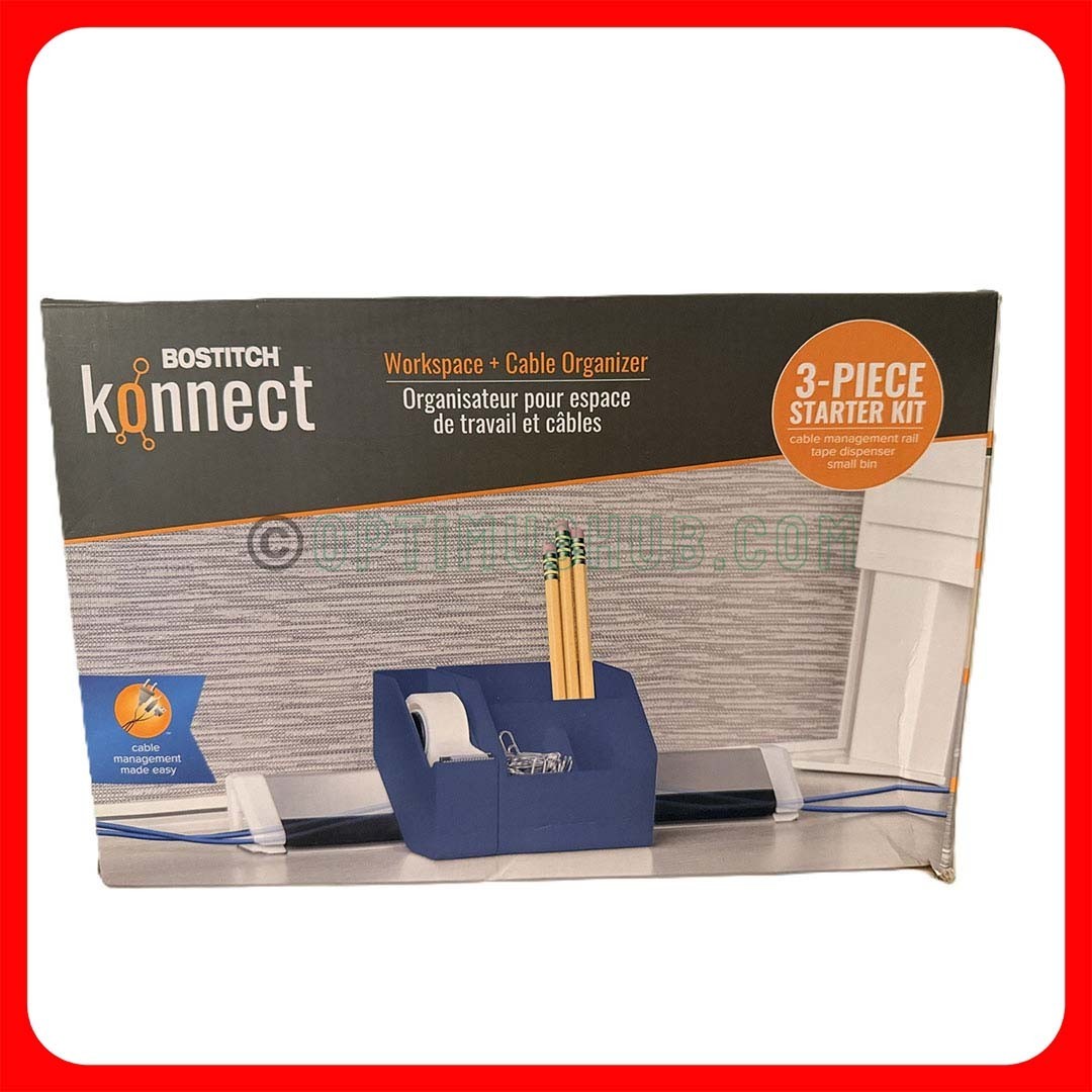 Bostitch Konnect Workspace + Cable Organizer 3pc Starter Set Tape Dispenser Blue