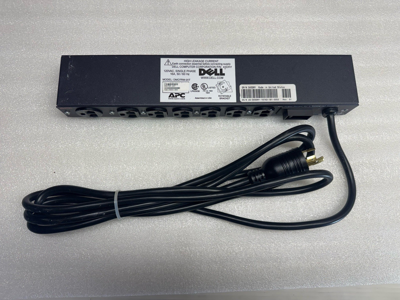 APC 043DRY Dell DMO7RM-20T PDU Power Distribution Unit