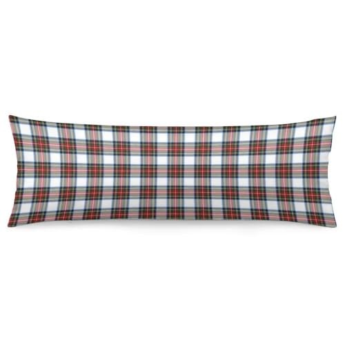 Christmas Body Pillow Cover 20x54 Red and White Plaid Long Colors-u-005