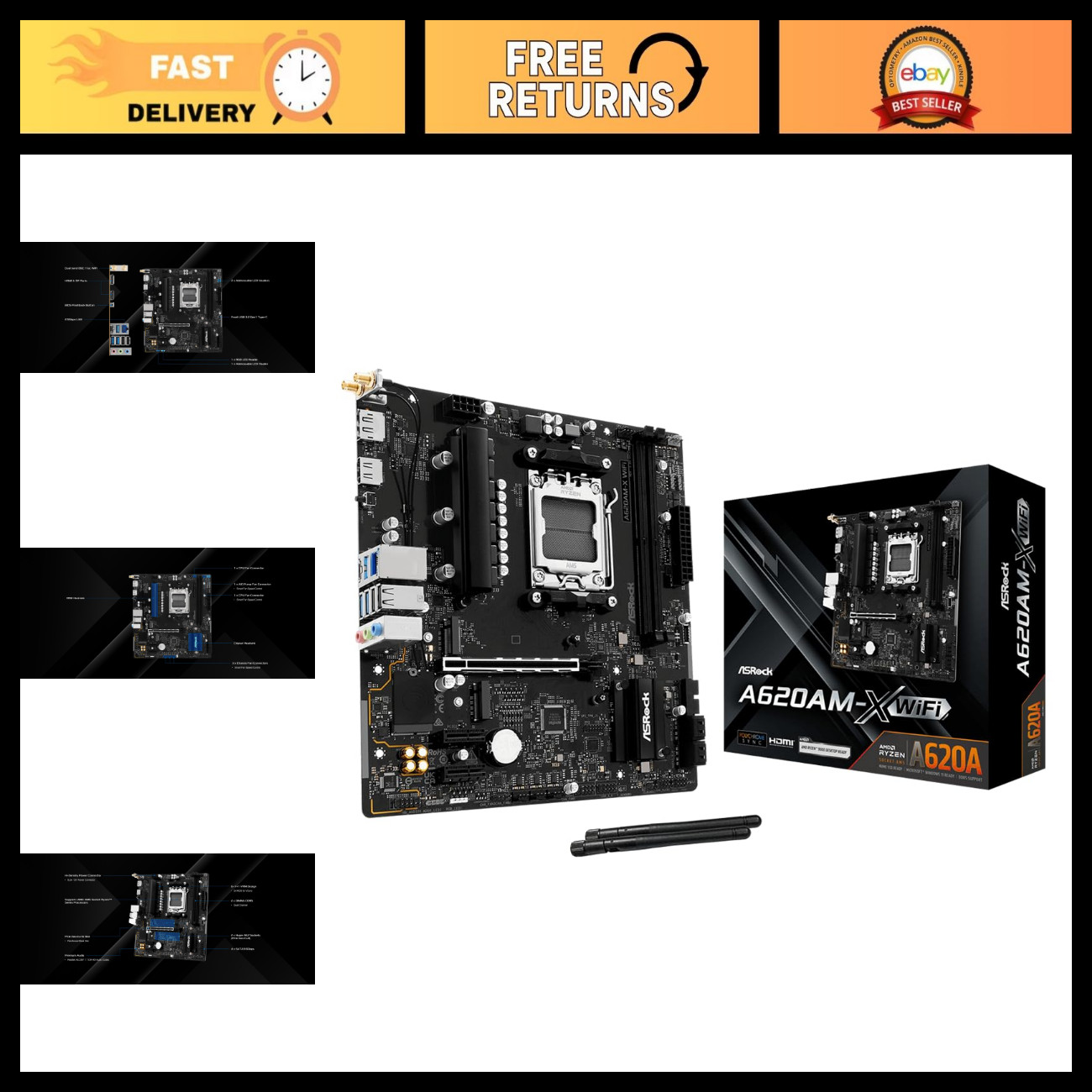 Micro-ATX Motherboard AM5 Socket | Supports Ryzen 9000/8000/7000 | DDR5 8000+ OC