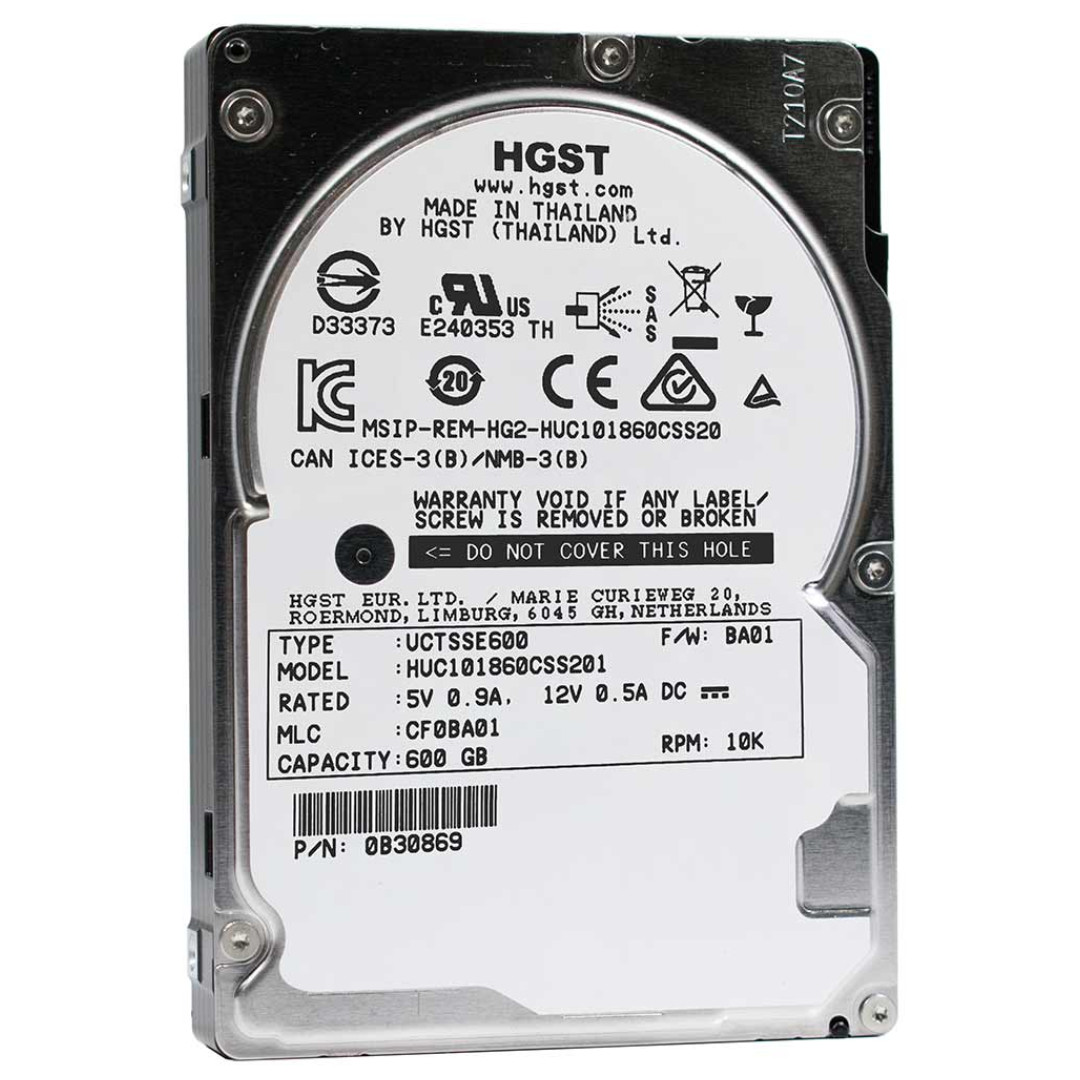 HGST Ultrastar C10K1800 600GB 10K 12Gb/s SFF 2.5" SAS Enterprise HDD 0B30869