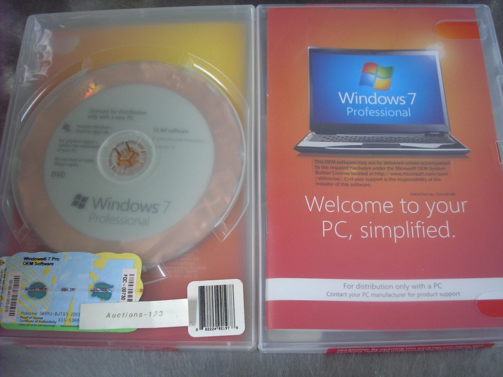Microsoft Windows 7 Professional 32 bit  Full English DVD MS WIN =NEW SEALED=