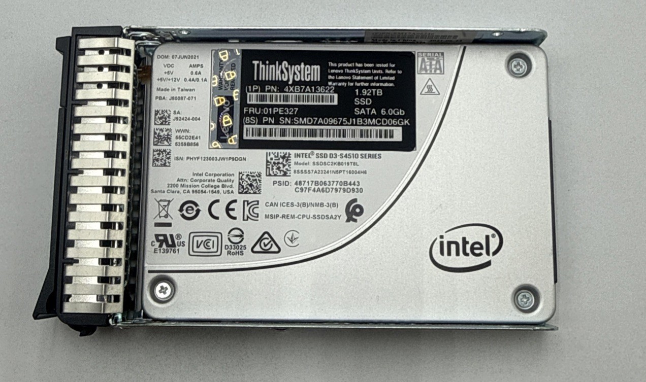Lenovo ThinkSystem 1.92TB 2.5" SATA 6Gb/s Solid State Drive SSD 01PE327 /w Caddy