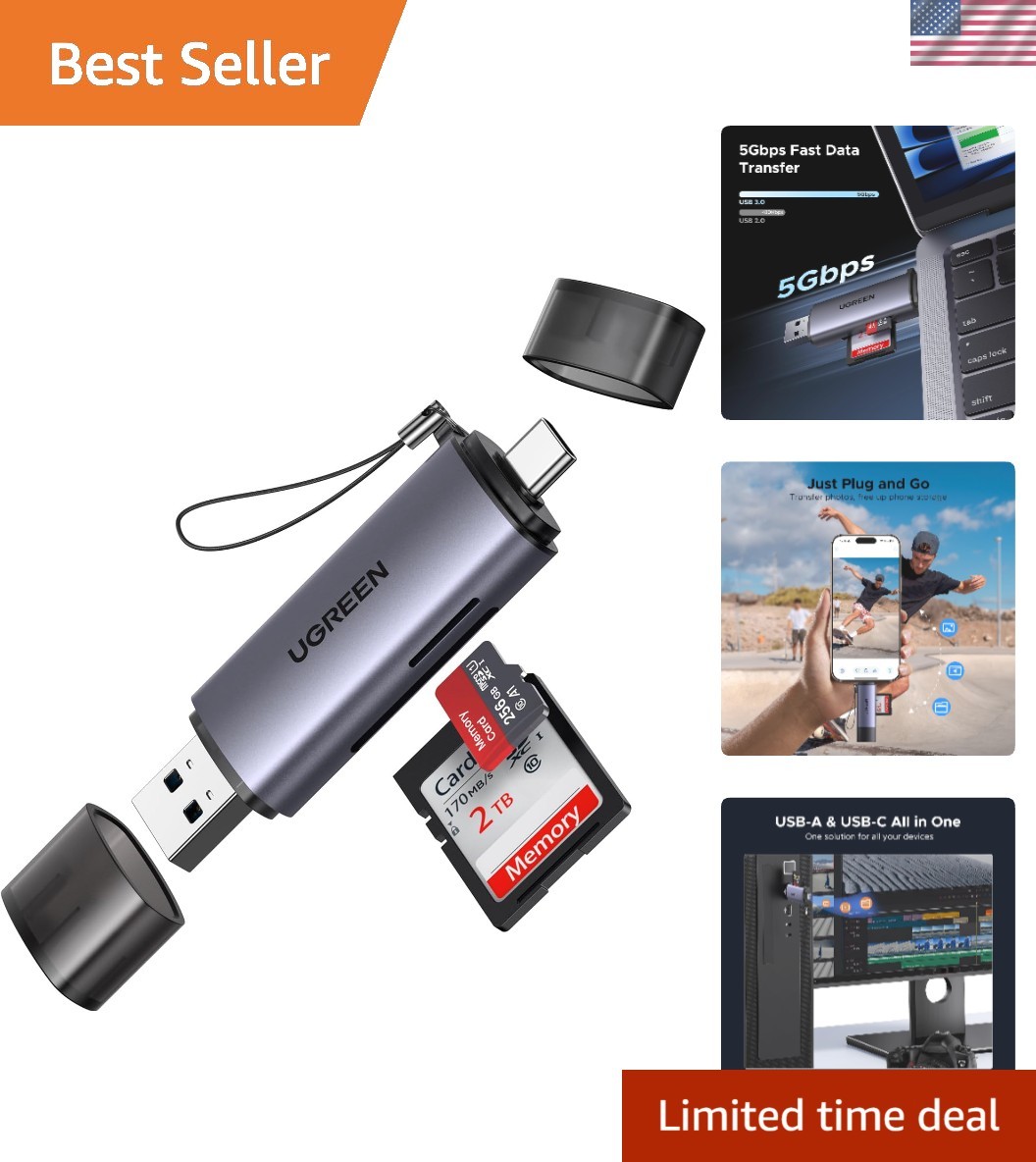 Lightweight 2-in-1 Micro SD Card Reader - Universal Compatibility for Creators