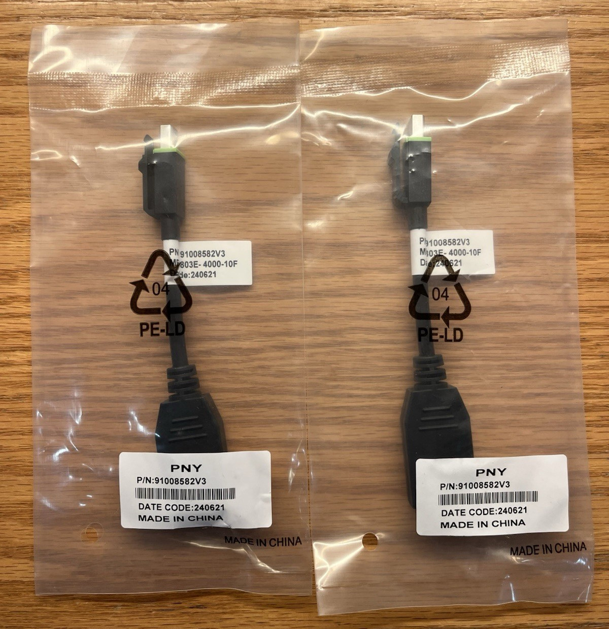 Lot of (2) PNY Mini DisplayPort Male to DisplayPort Female Adapter Mini DP to DP