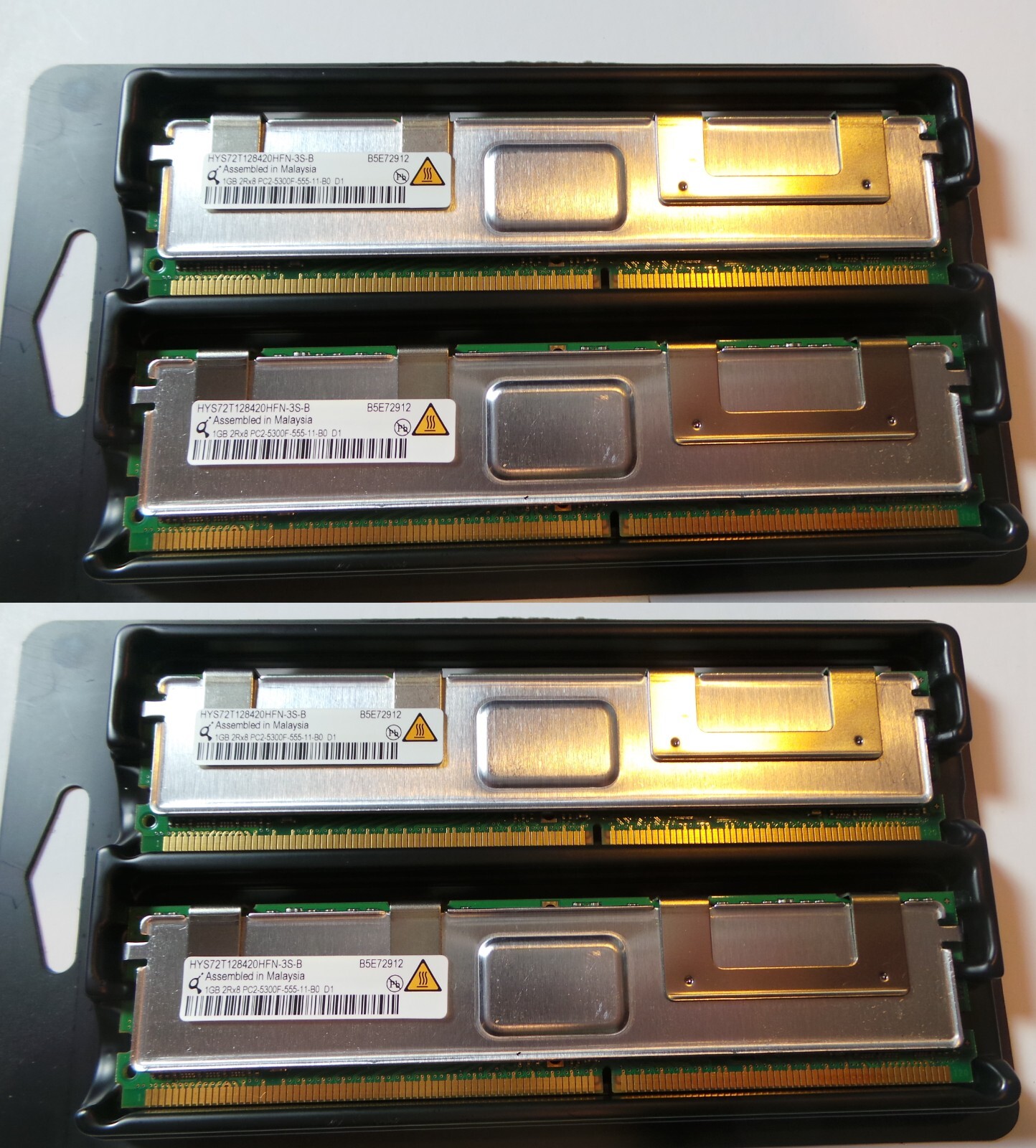 4 GB HYS72T128420HFA-3S-B QIMONDA 1GB 2RX8 PC2-5300F FULLY BUFFERED ECC LOT OF 4