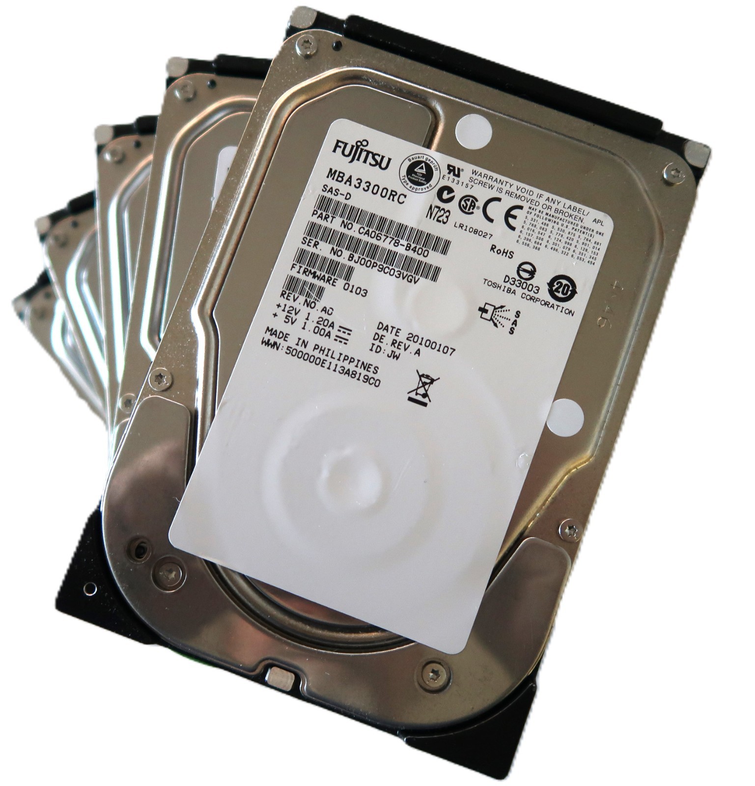 "Lot of 5" Fujitsu MBA3300RC 3.5" 300gb SAS 15,000rpm 3Gb/s 16MB hard drives