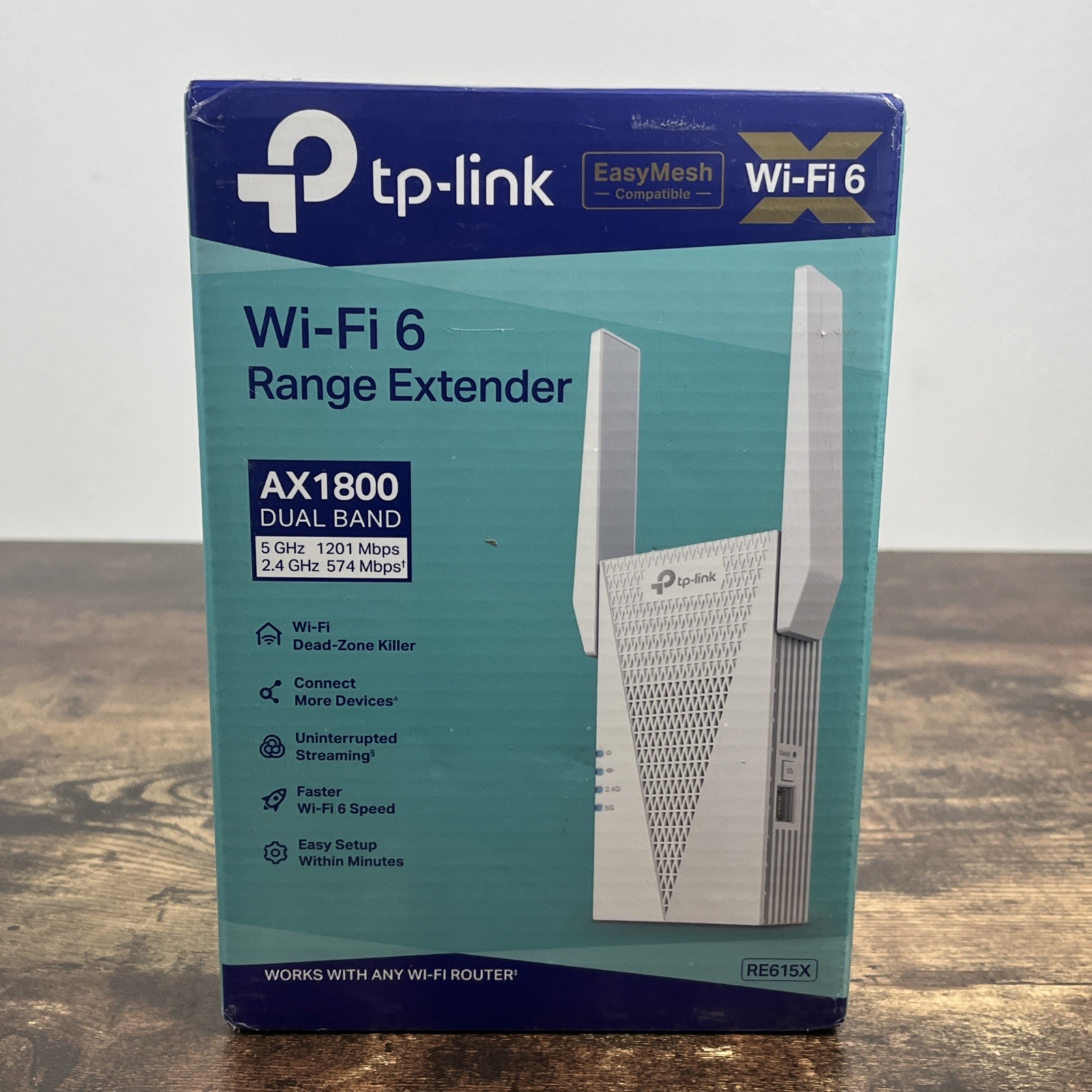 TP-Link AX1800 WiFi 6 Range Extender RE615X Dual Band Gigabit Mesh 1201Mbps