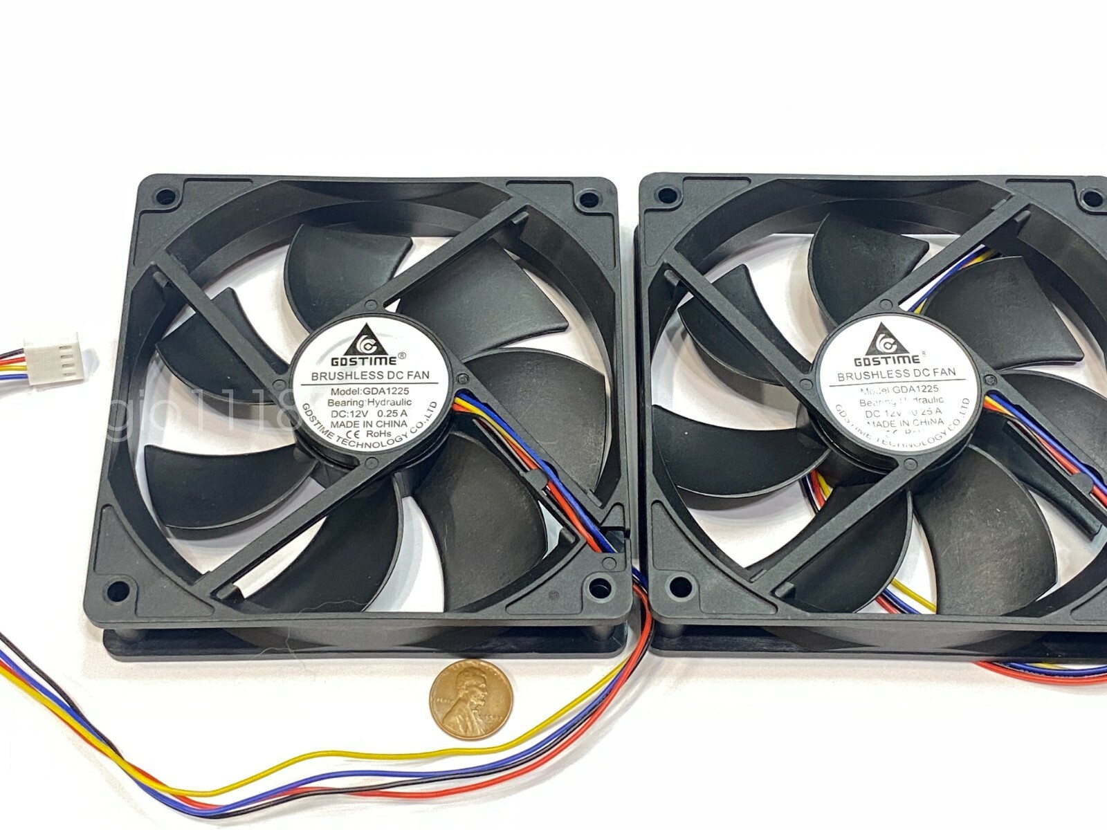 2 pieces  GDSTIME Computer Case fan Large12V 4Pin 120mm 25mm gda blower 1225
