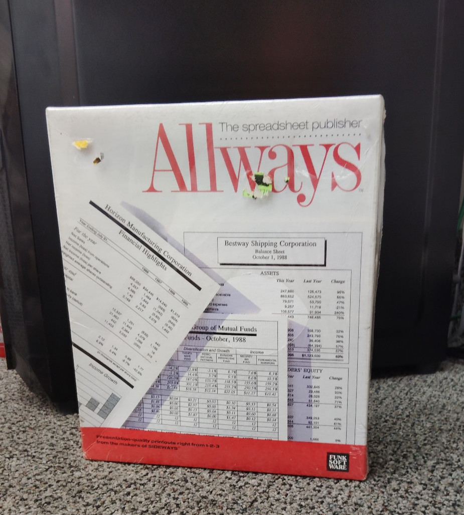 "New Old Stock" Funk Software Allways V 1.2 The Spreadsheet Publisher