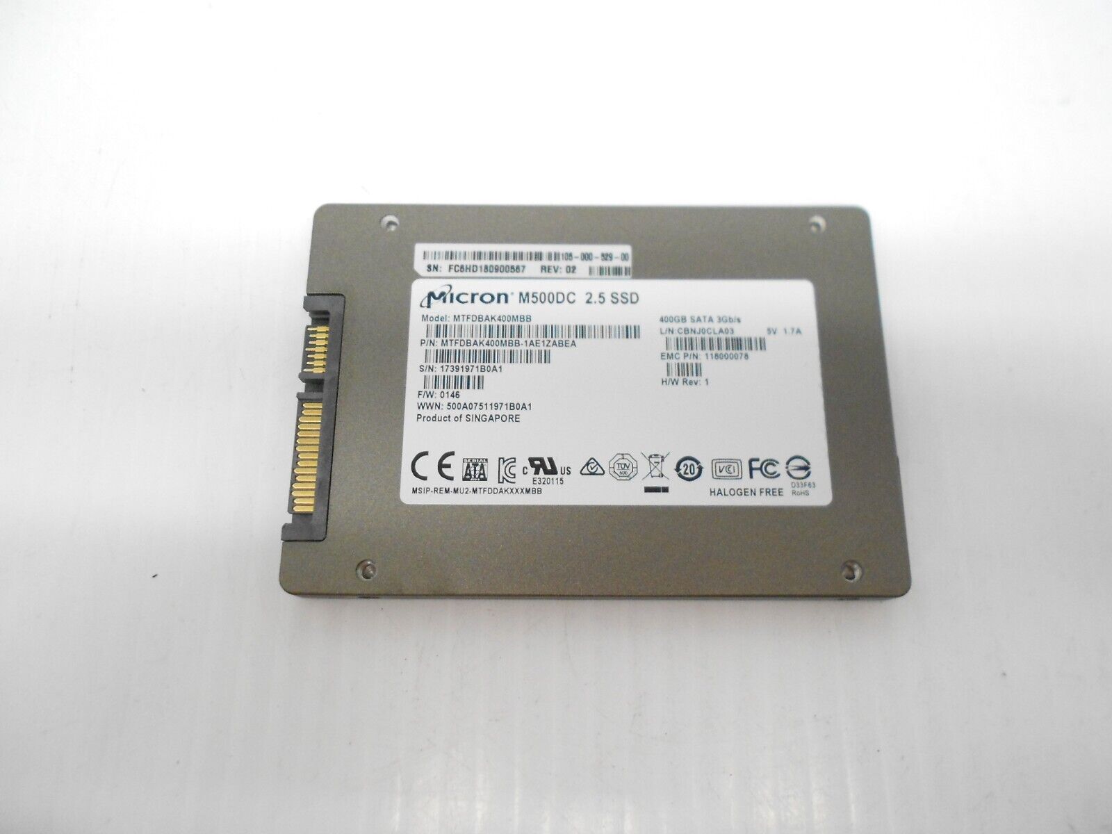 Micron M500DC 400GB 2.5'' SATA SSD Hard drive Solid State 6G Dell HP supermico