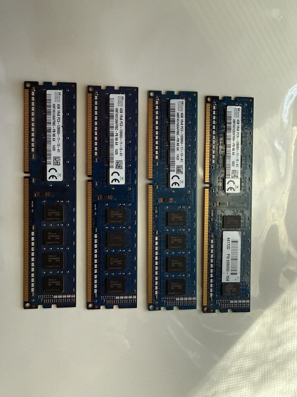 Qty 4 - 4g each 16g total DDR3 