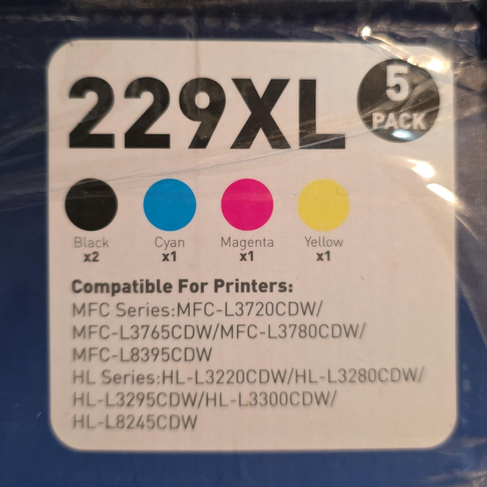 TN229XL toner 5 pack compatible Brother 2 black cyan magenta yellow