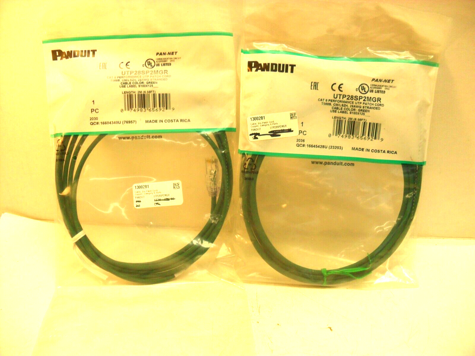 QTY 2 - Panduit UTP28SP2MGR Ethernet Cables / Networking Cables Sealed Factory