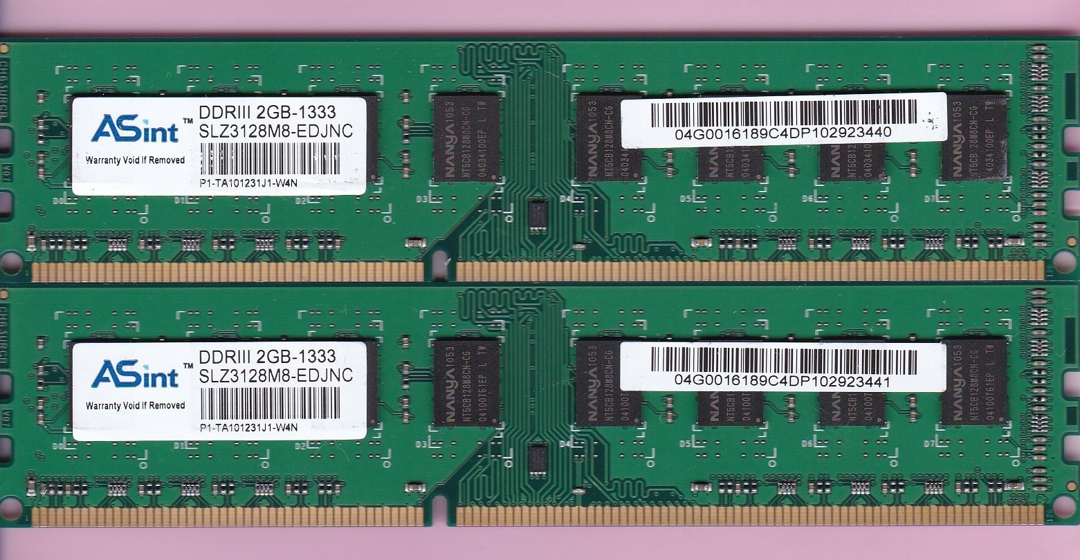 4GB 2x2GB PC3-10600 ASINT SLZ3128M8-EDJNC DDR3-1333 Desktop Ram Memory Kit DIMM