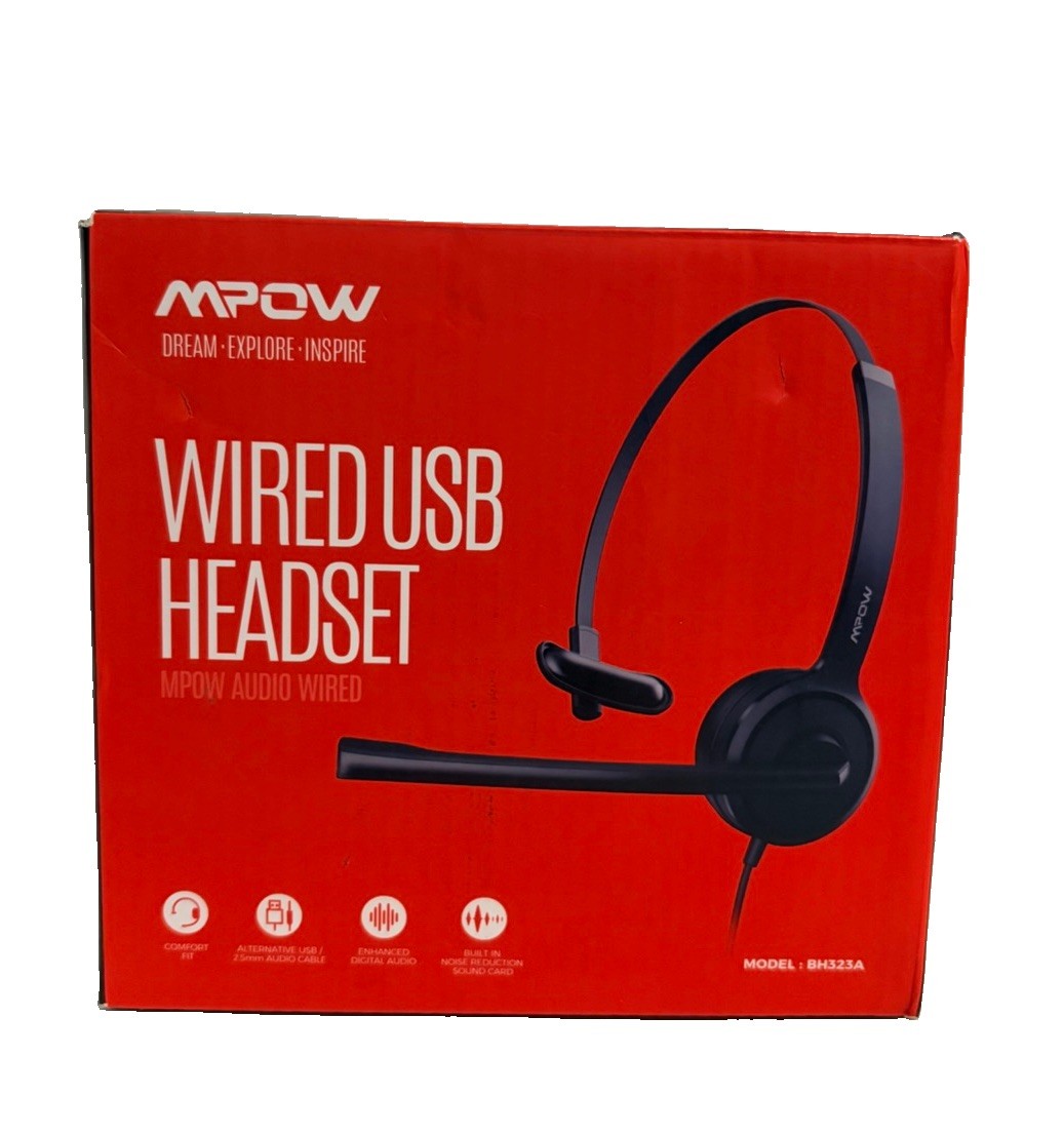 MPOW Wired USB Headset BH323A Noise Cancelling Mic PC Office Computer Microphone