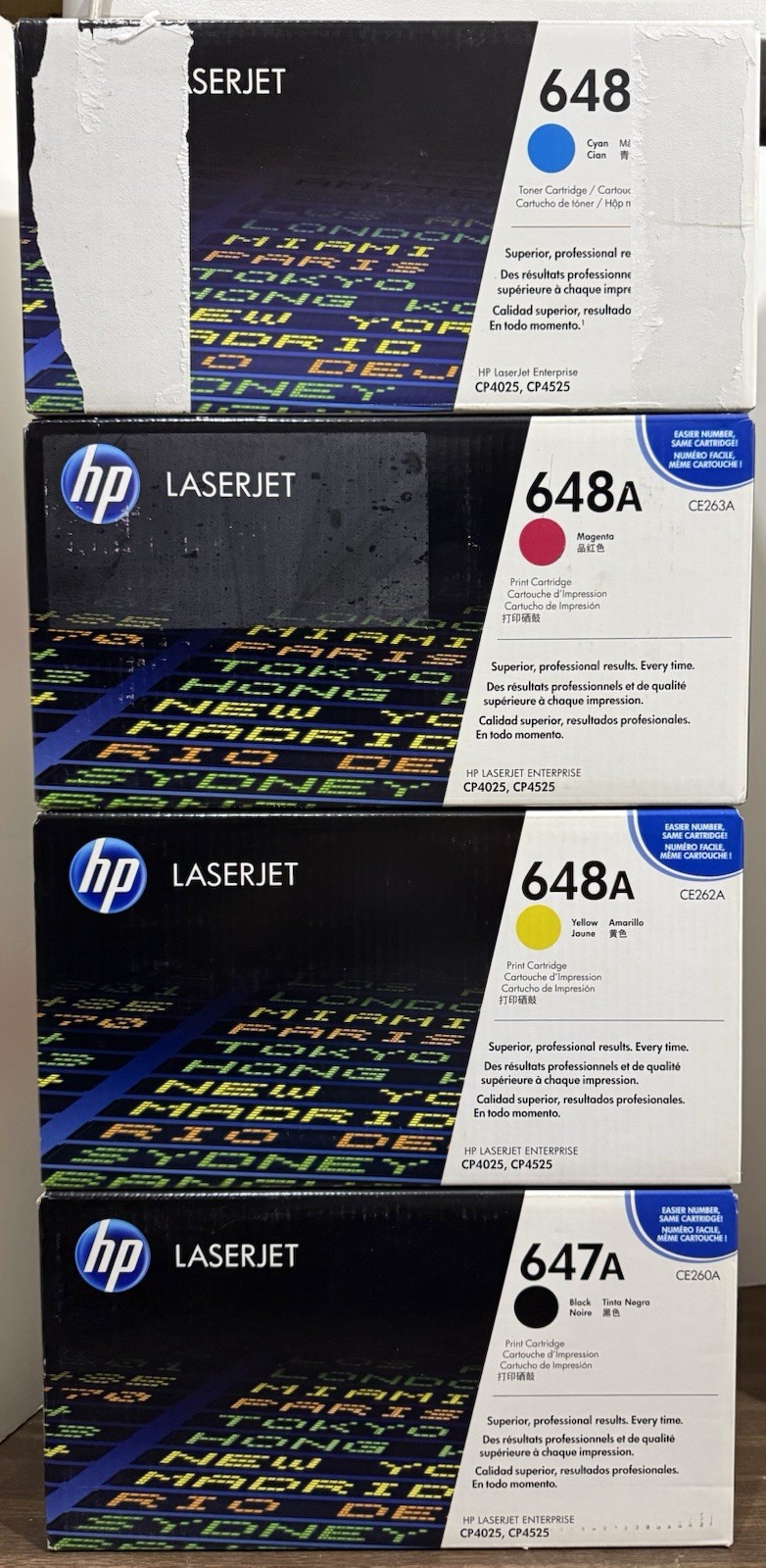 HP LaserJet 647A 648A CE260A CE261A CE262A CE263A CMYK Toner Set Genuine NEW