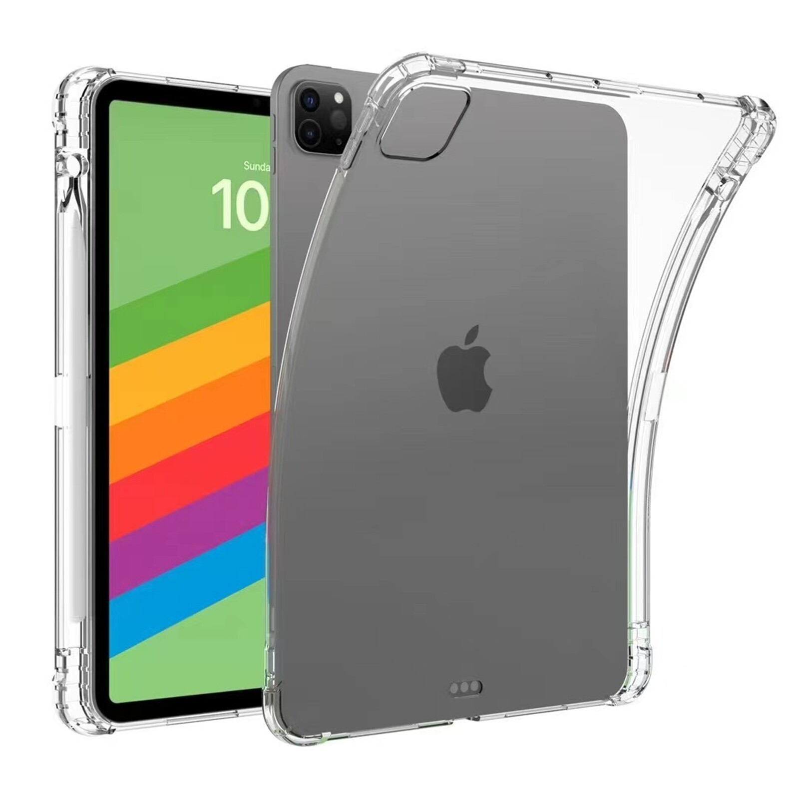 For iPad Pro 11/13 inch 2024 Shockproof Clear TPU Case with Pencil Holder Cover