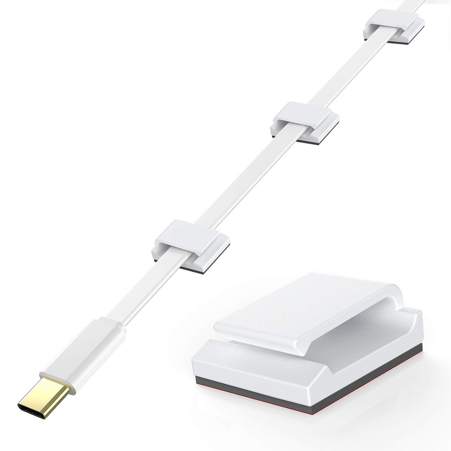 Flat Ethernet Cable Clips, 100 PCS Adhesive Wire Clips, White
