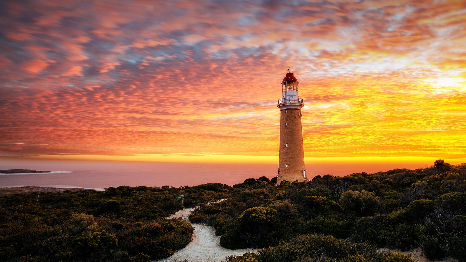 Landscape nature clouds sky sunset lighthouse sea Custom Gaming Mat Desk