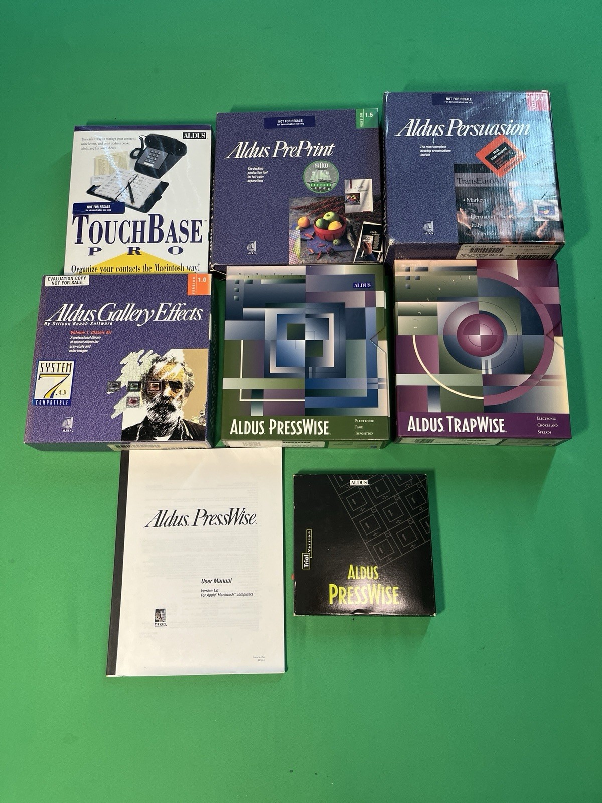 Vintage Early 1990s Software- Aldus touch base pro, persuasion, PressWise, Mac