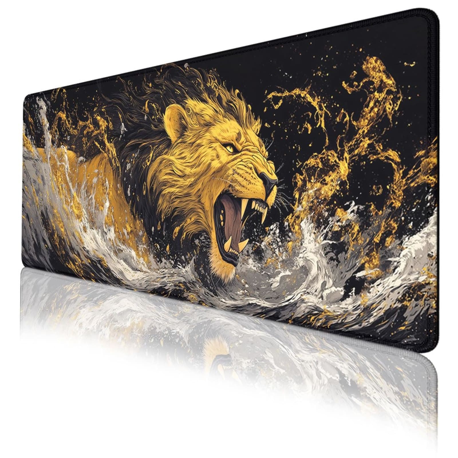 Lion Roaring Extended Gaming Mouse Pad 31.5 x 11.8 in Non-Slip Rubber Desk Mat